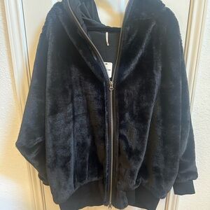 Free People Black Faux Fur Jacket